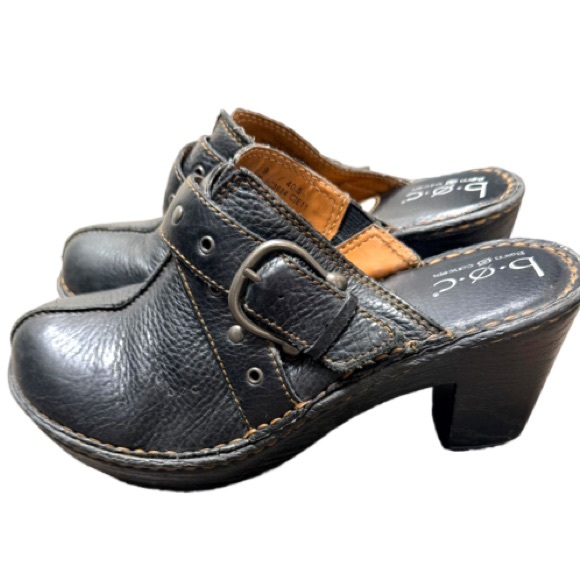b.o.c Born Concept Karley Clogs Mules Size 9 Black Worn 1 Time Leather Upper - Picture 2 of 11
